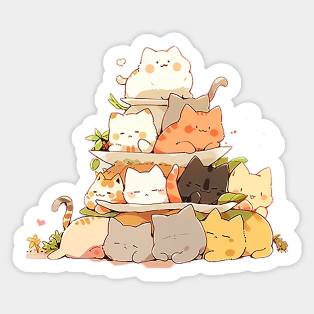 Cute Cat Pile Sticker by Pawsitivity Park